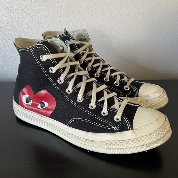 Converse x Play Comme Des Garçons High Top Sneakers Mens Size 11 - Picture 1 of 8